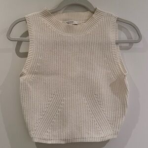 Aritzia Babaton Cotton Knit Sleeveless Top (White)